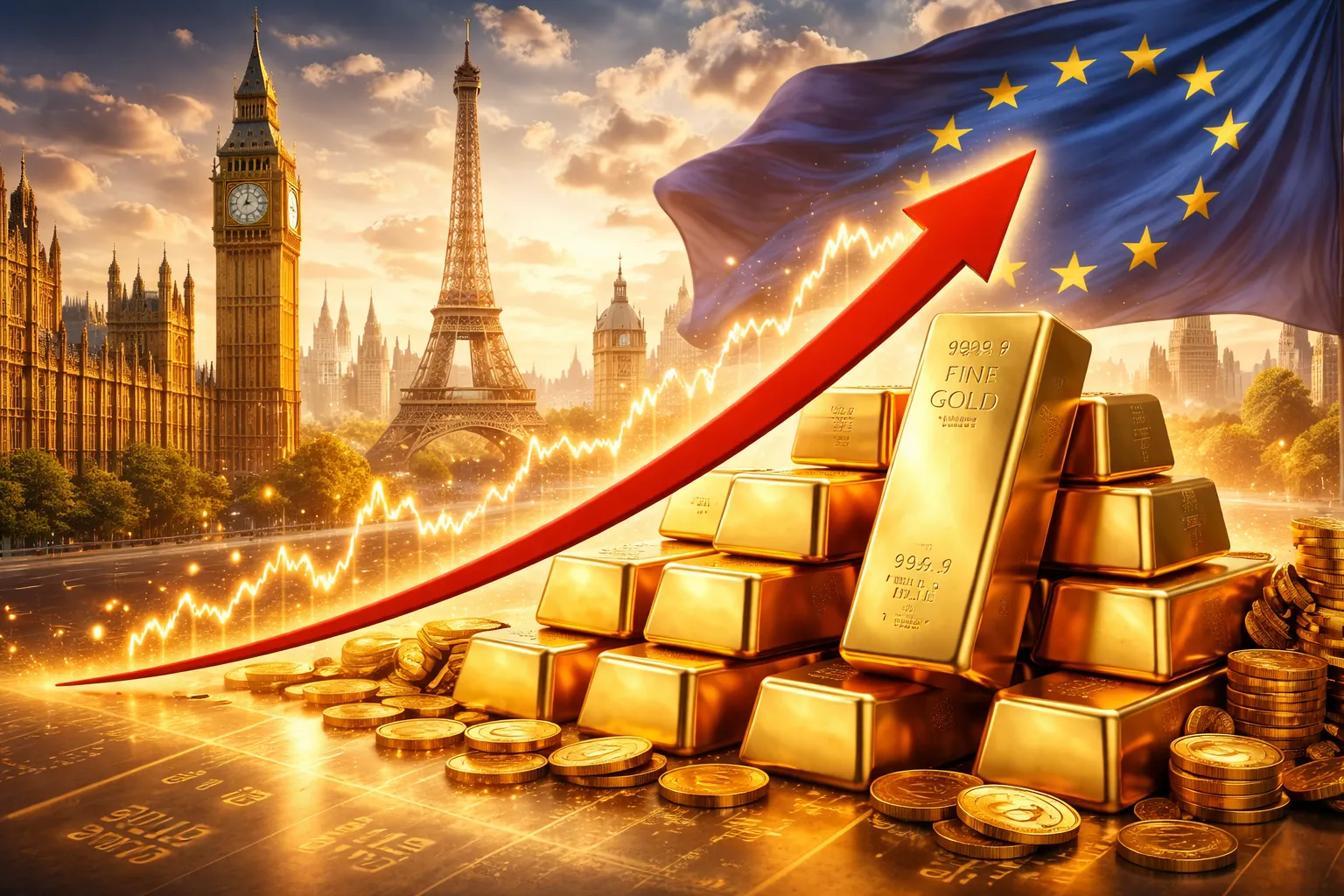 ارتفاع العقود الآجلة للذهب خلال التداولات الأوروبية